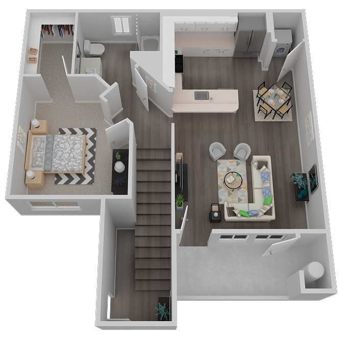 Floor plan for 1 bed, 1 bath, 823 sqft